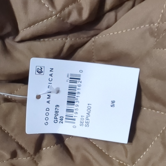 NWT Good American Quilted Sherpa Button Shacket Jacket Brown 🤎 5/6 XXL/3XL - Picture 9 of 10
